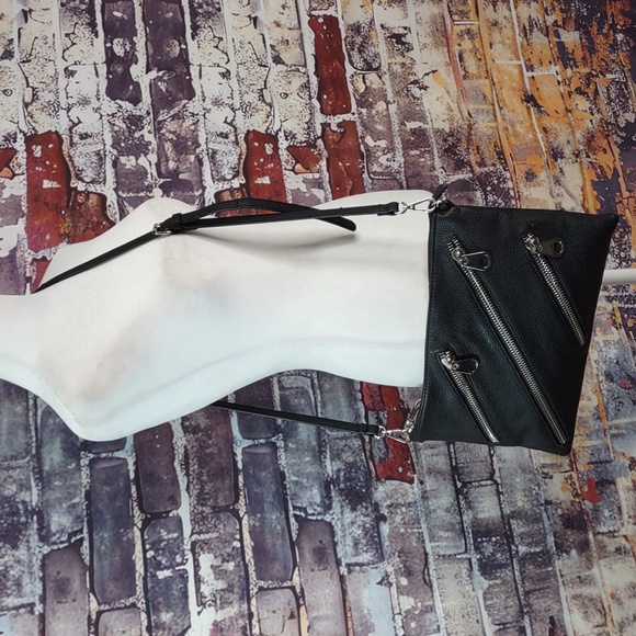 Clutch/Crossbody Faux Leather Zipper Bag - Picture 1 of 5